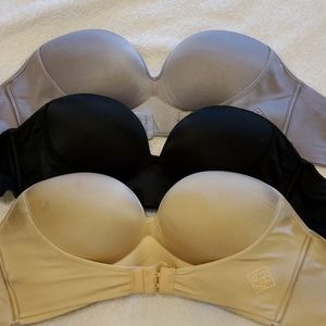 Set of 3 Strapless Push-up Bras